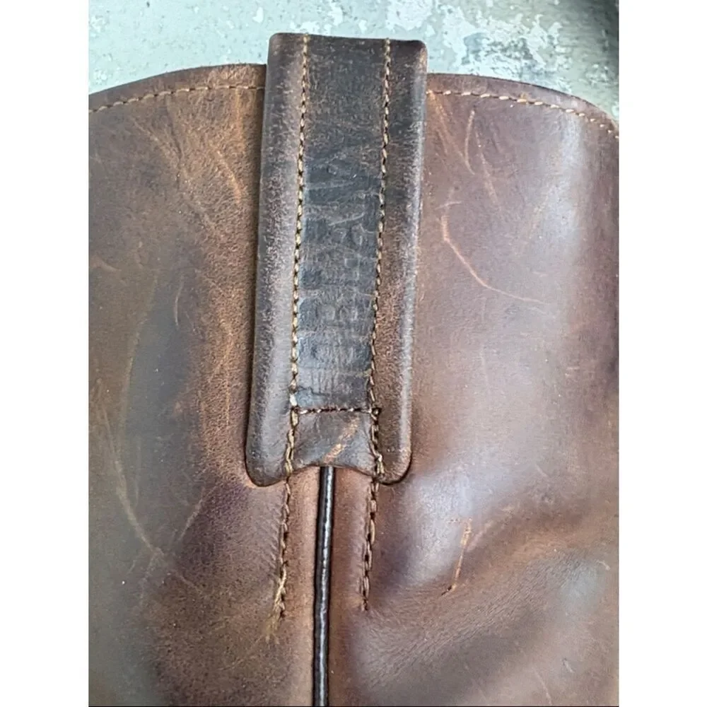Loblan brown waxy leather biker boots